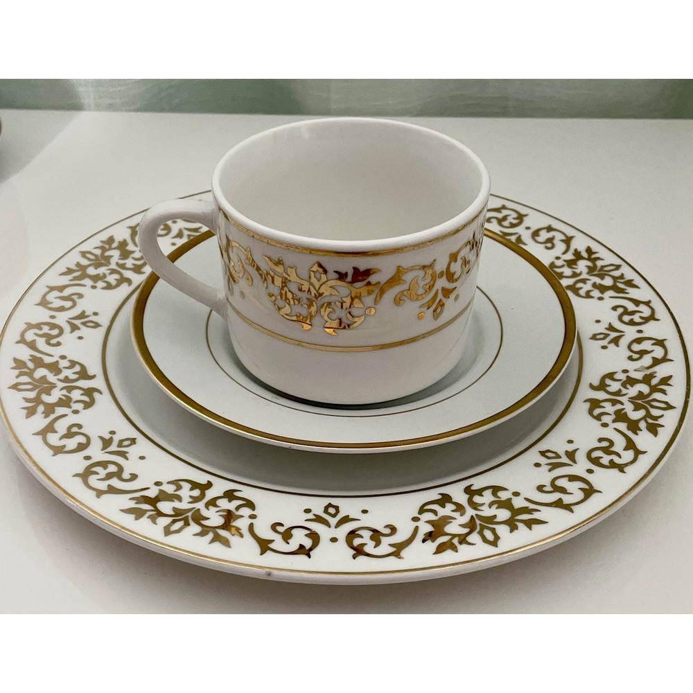 9 Pc TIENSHAN Classic Gold Plates Cup & Saucer 3 Sets‎ Fine China